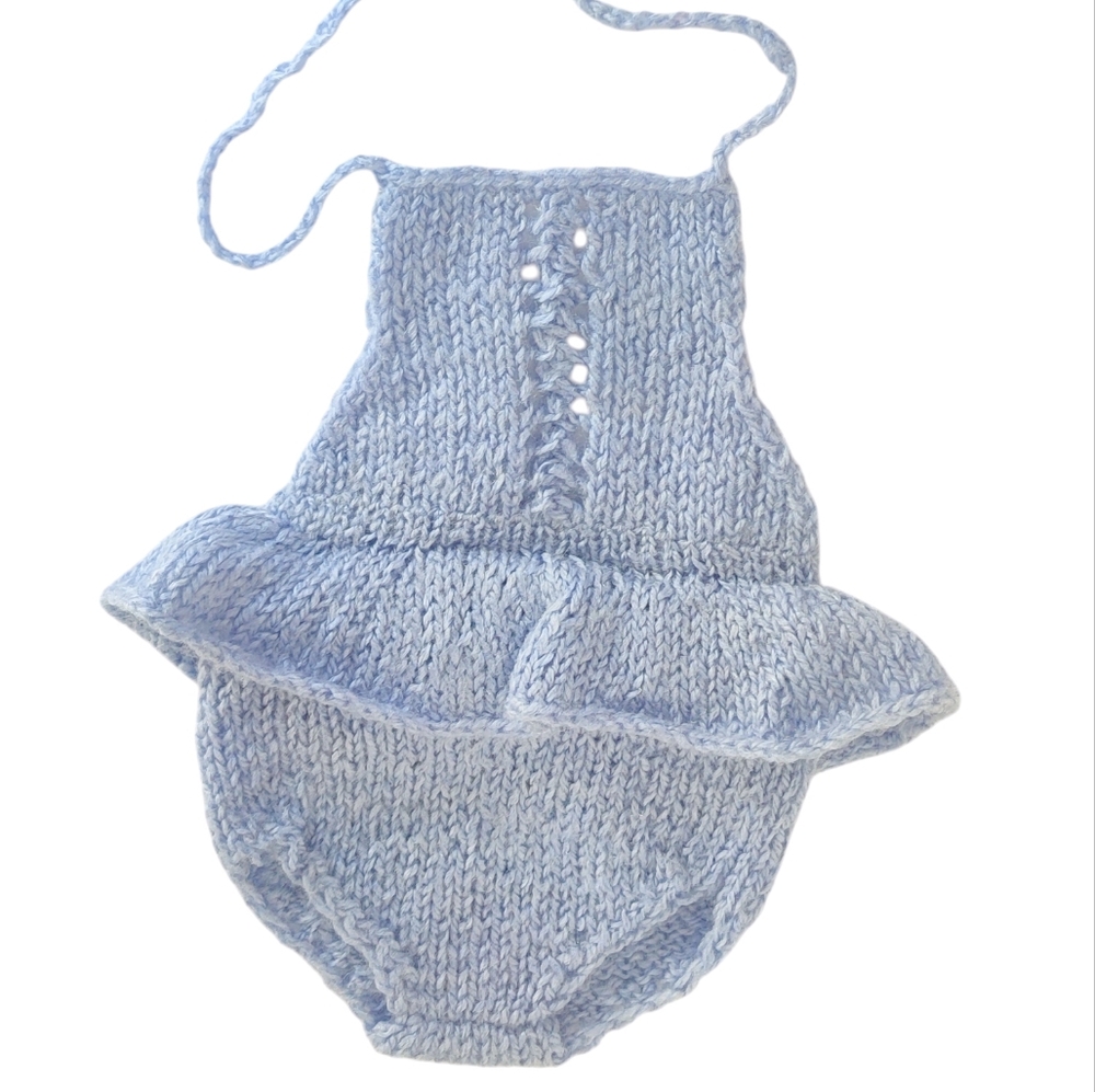 Light Lavender Knitted Newborn Baby Romper Size Newborn